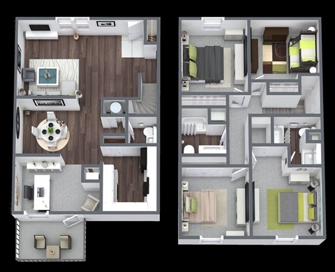 Floor plan for 4 beds, 2.5 baths, 1750 sqft